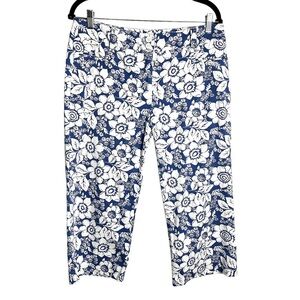 NY & Co - Blue & White Floral Capri Pants - Sz.‎ 8